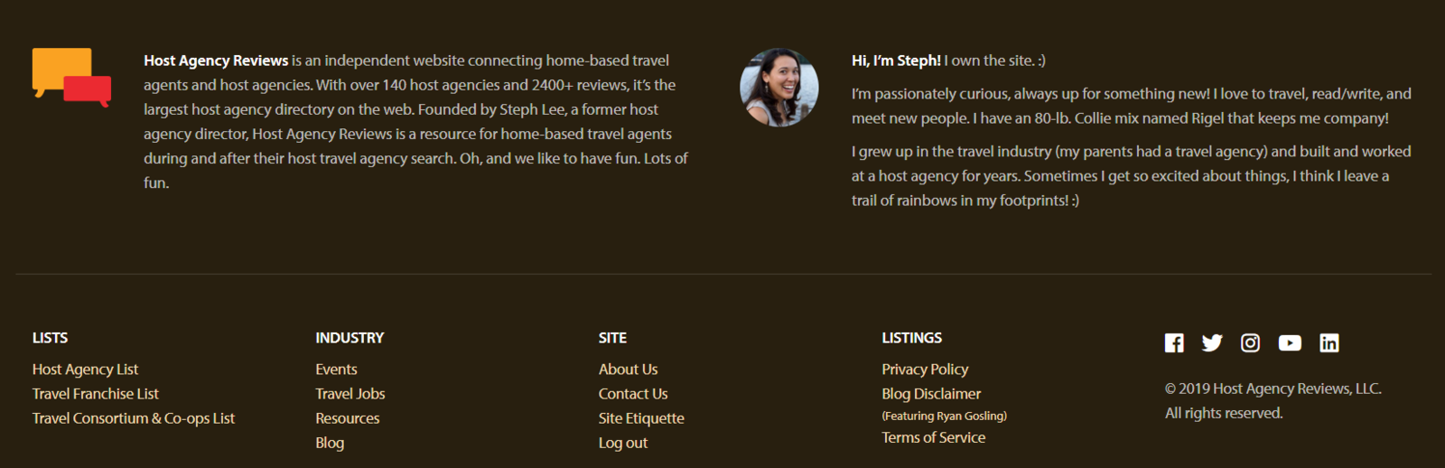 Host Agency Reviews' Footer