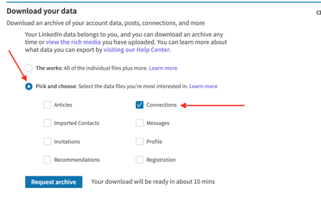 Download LinkedIn Connections, Step 5