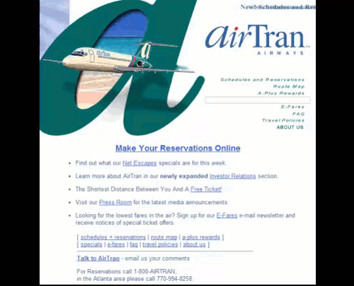 AirTran First Website 1998