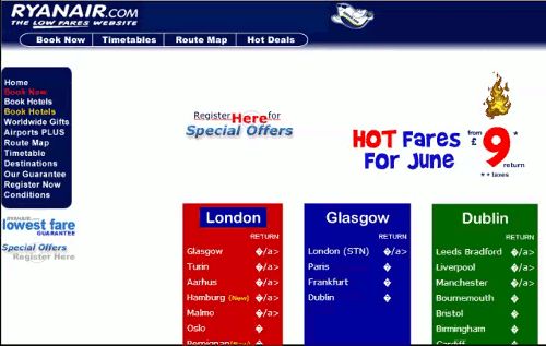 Ryanair First Website 2000