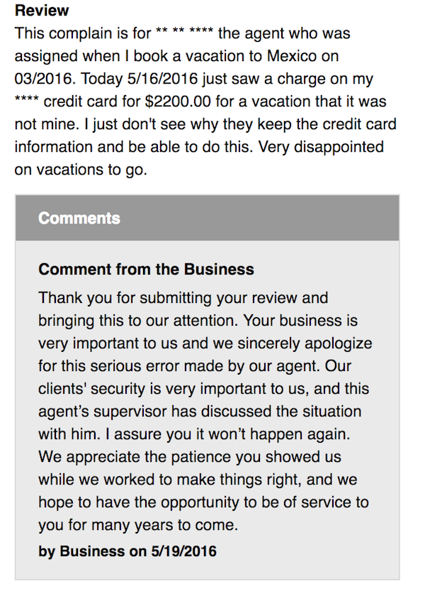 Example of how to respond to a negative review