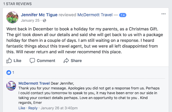 Example of how to respond to a negative review