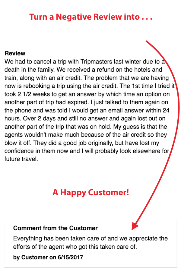 Turn a negative review into a happy customer