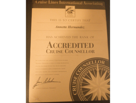 Annette’s accreditation certificate 