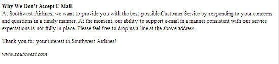 Southwest Airlines first website not accept emails