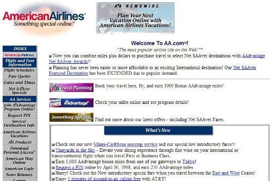 American Airlines first website