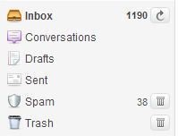 Inbox with 1190 unread emails