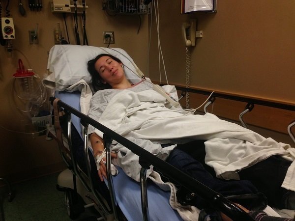 Steph Lee in Hospital Bed