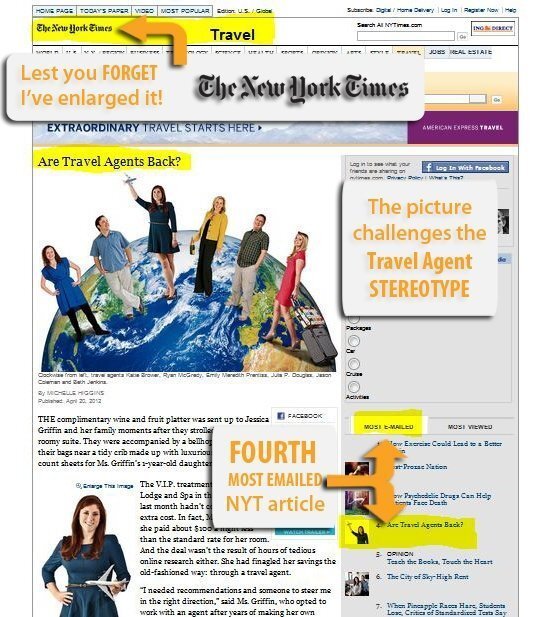 Are Travel Agents Back Article by New York Times