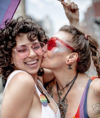 Happy couple kissing